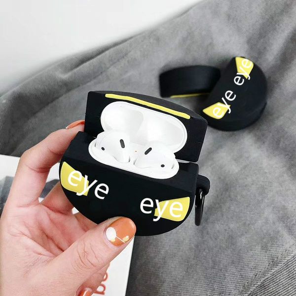 

trend printing airpods protection case fashion airpods1/2 case wireless bluetooth headset silicone soft shell carabiner anti-fall