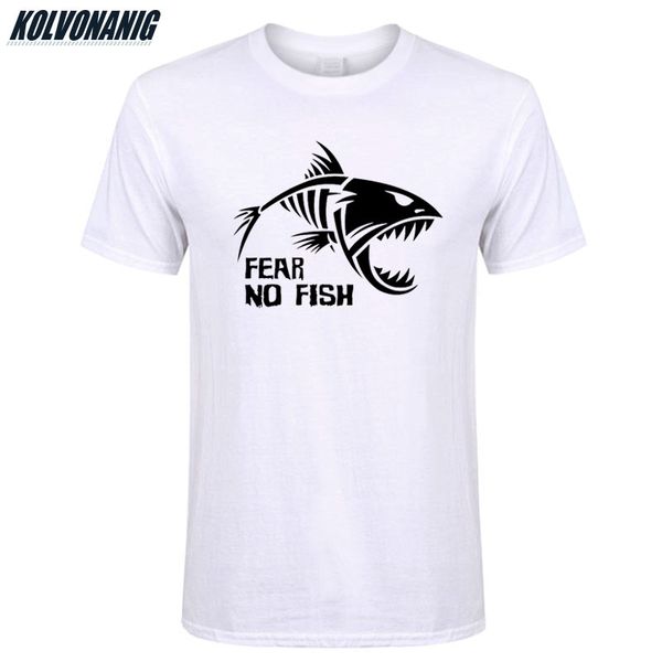 

2020 summer funny fear no fish printed t shirt round collar short sleeve cotton casual men's t-shirt fishing tee plus size