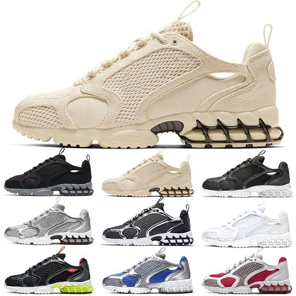 

spiridon caged 2 men women running shoes trainers pure platinum newsprint triple white metallic silver mens sports sneakers size 36-45, White;red