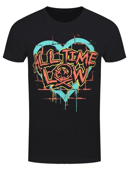 

all time low brick wall skull men's black t-shirt