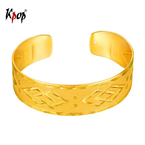 

bangle kpop open bracelet gold/silver color classice square pattern gift for women h778, Black