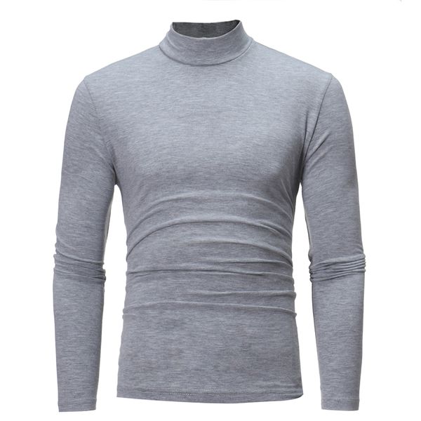 

e-baihui 2021 european and american autumn new men's bottoming shirt, solid color casual small high neck design long sleeve t-shirt t50, White;black