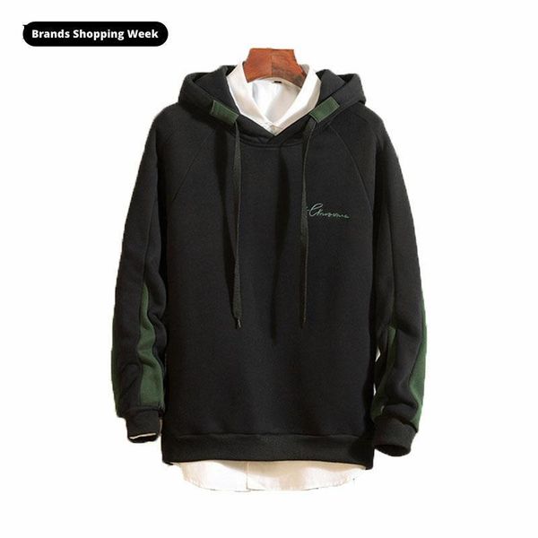 

spring hoodies men casual sweatshirt long sleeve letter print hooded jacket mens pullover hoodie kg-1261, Black