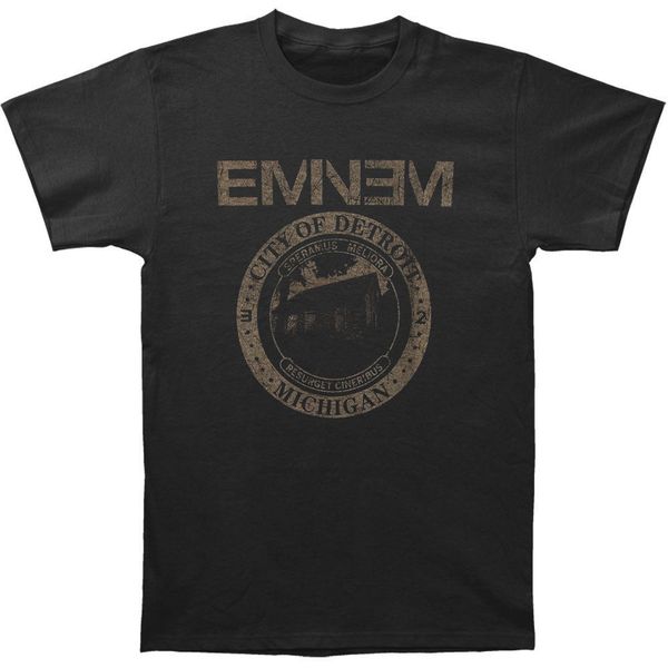 

eminem men's detroit seal t-shirt black rockabilianew t shirt spring summer