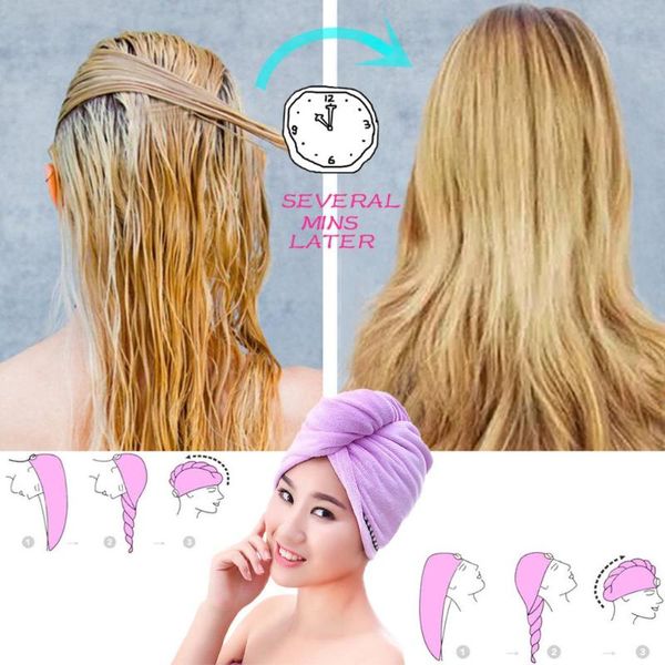 

rapided drying hair towel quick dry hair hat wrapped towel bathing cap super absorbent quick-drying thickening dry