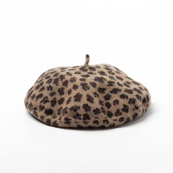 

berets fashion leopard beret pure wool mushroom hat painter ladies felt hats women winter for elegant, Blue;gray