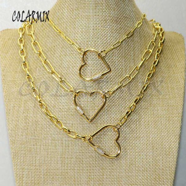

gold heart clasp gold clasp metal buckle pendant necklace color jewelry chain necklace handmade jewerly 50593, Silver