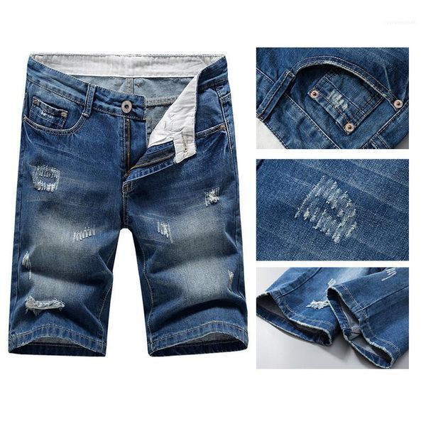 

male designer pants mens ripped casual denim shorts fashion loose solid color plus size shorts, Blue