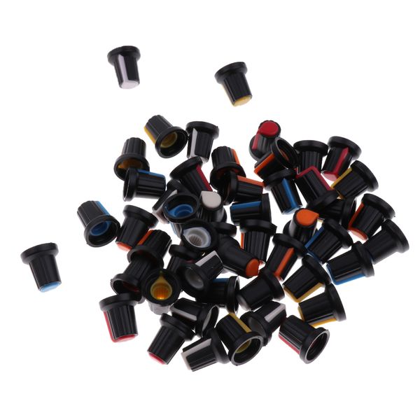 

50pcs 5 colors rotary taper control plastic potentiometer knob cover cap