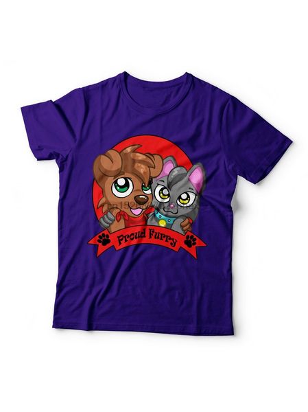 

proud furry t-shirt anthro cartoon cat dog animal tee men t shirt
