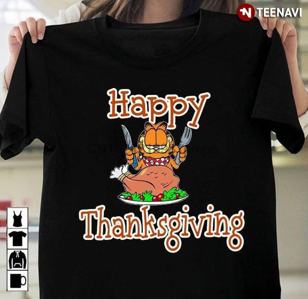

men t shirt garfield eating roast turkey happy thanksgiving women tshirts