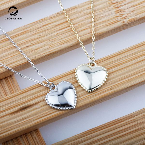 

chains niche design accessories s925 sterling silver glossy love necklace retro wild heart pendant clavicle chain 351