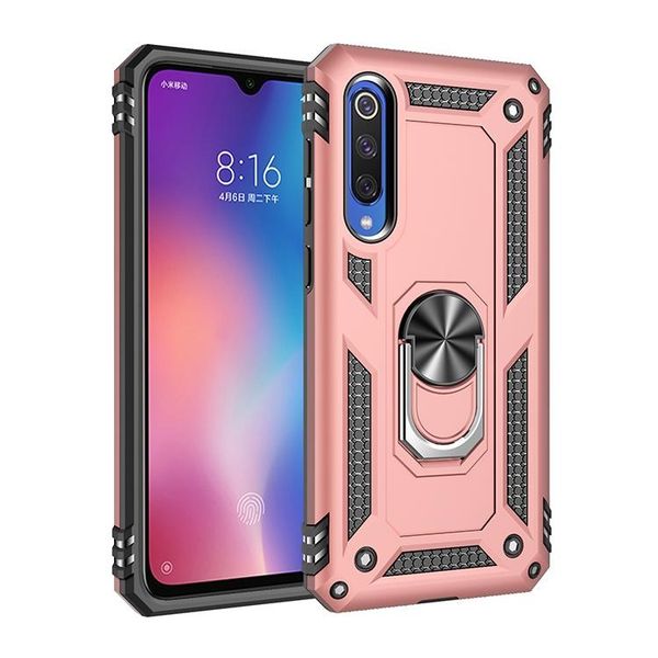 

shockproof doom armor metal aluminum phone case for xiaomi 9se 360 finger ring magnetic suction cover case