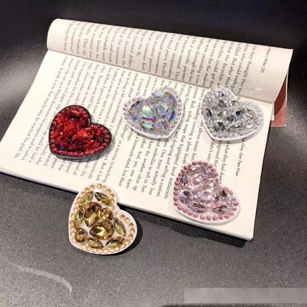 

bling diamond heart love grip ring holder for iphone 11 xs max xr s10 finger holders universal expanding phone grip round bracket stand