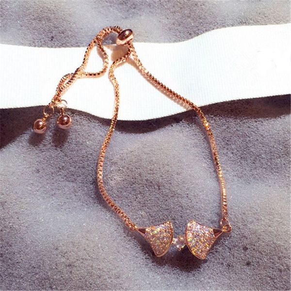 

new korea fan-shaped charm bracelets for women bracelets trend super flash rhinestone fashion jewelry female, Golden;silver