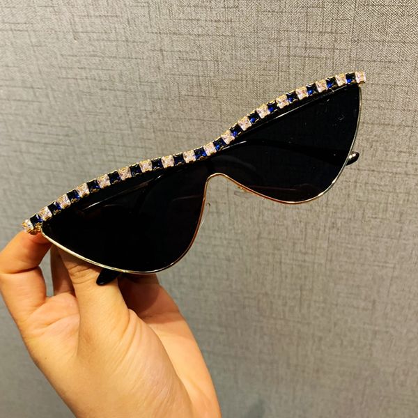 

sunglasses women luxury diamond cat eye female vintage retro small shades for uv400, White;black
