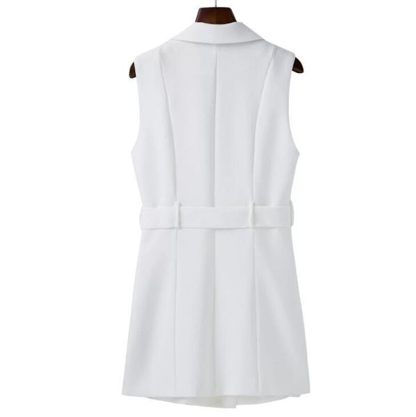 

women's long sleeveless jacket coat ladies office work formal waistcoat vest women colete gilet femme outwear spring autumn, Black;white