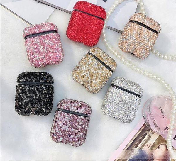 

luxury bling shiny diamond decorative case for apple airpods 1 2 case wireless bluetooth earphone protective cover bag shell with opp bag