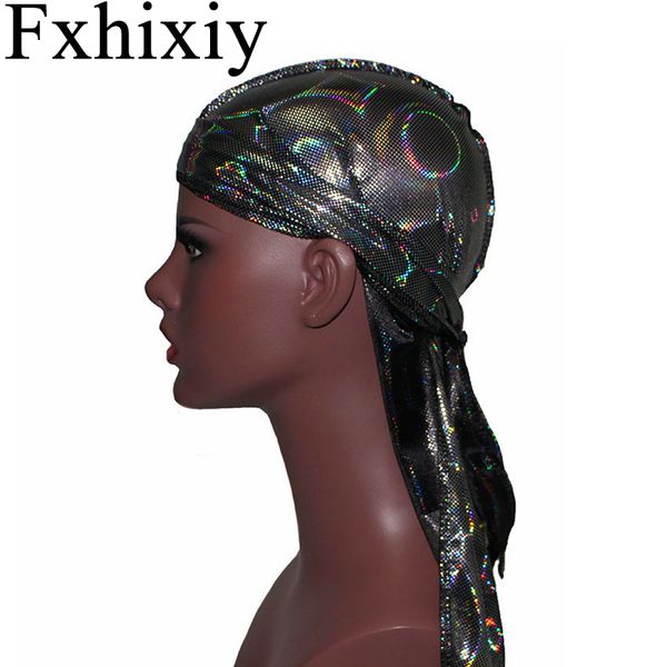 

beanie/skull caps hair accessories laser durag do doo du rag bandanas headwear women men long tail pirate hat waves turban head cover, Blue;gray