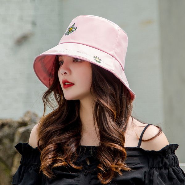 

beanie/skull caps cotton women embroideryt summer shade sunscreen outdoor travel leisure daisy fisherman hat sun, Blue;gray