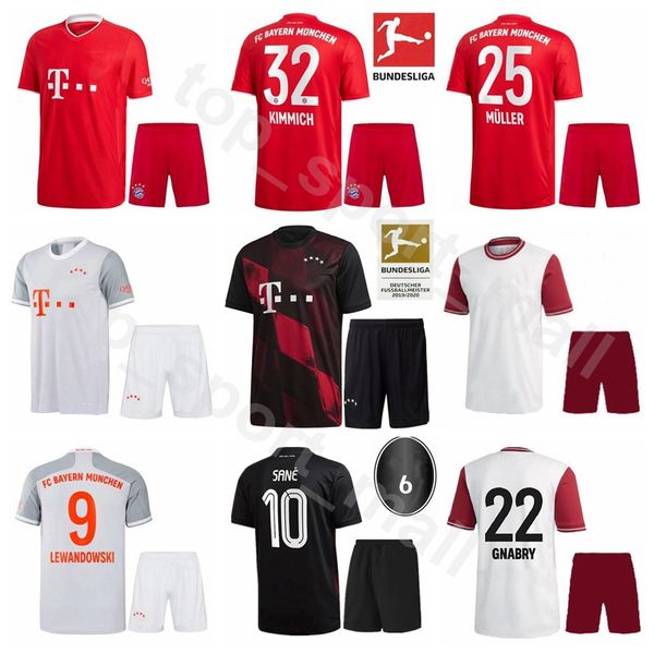 

120th bayern munich 2020 2021 soccer 9 robert lewandowski jersey set 32 joshua kimmich 7 serge gnabry 18 leon goretzka football shirt kits, Black