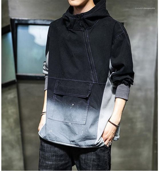 

homme одежда мода обычная длина повседневная одежда gradient color plus размер hoodie mens конструктора пуловер с капюшоном hoddies с длинны, Black