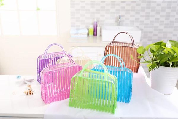 

price colorful stripe travel makeup cosmetic pvc wash bag 5 colors elb037
