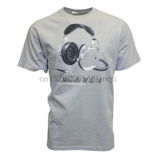 

hitsville usa headphone men gray t shirt large wholesale tee custom environmental printed tshirt wholesale