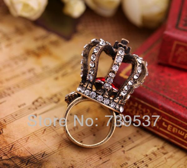 

cluster rings arrival korean style rhinestone royal crown ring, Golden;silver