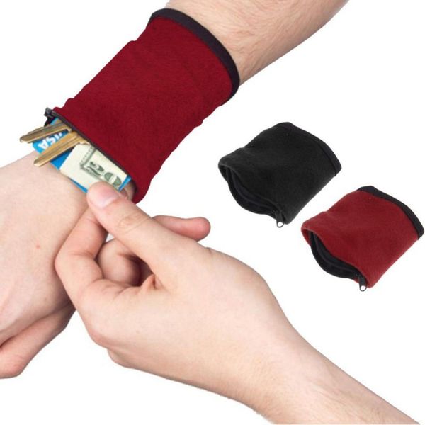 

zipper fleece wrist wallet pouch arm band bag home organizer for mp3 key card storage bag cas arm band wrist purse x .n