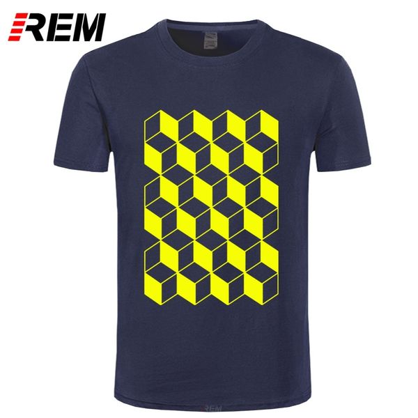 

rem creative geometry t-shirts men cotton summer casual style tshirts man fashion geeks t shirts personalized