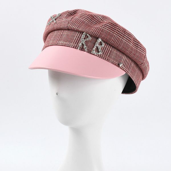 

berets stitching diamond brim caps winter hat women fashion hats for girl female autumn cap flat, Blue;gray