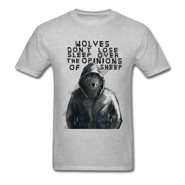 

wolves dont lose sleep over the opinions of sheep novelty man grey t-shirt letter cartoon animal tees short sleeve summer