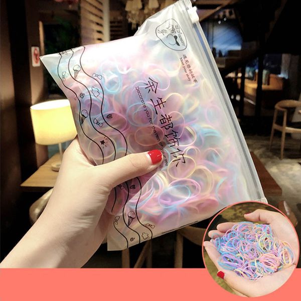 

hair accessories 500pcs high-elastic disposable rubber bands scrunchie ties for womens girls band, Slivery;white