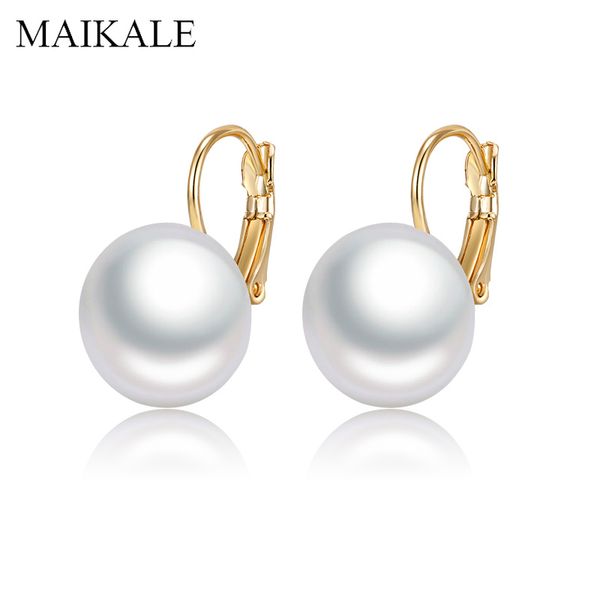 

dangle & chandelier maikale simple oval white red big pearl earrings for women gold/silver color plated drop with party jewelry gifts