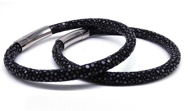 

new fashion luxury men stainless steel bracelet stingray leather bracelet for men women friends gift pulseira jewelry, Golden;silver