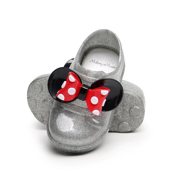 

lovely slip on jelly shoes waterproof pvc jelly sandals with bowknot decor for baby boys & girls, Black