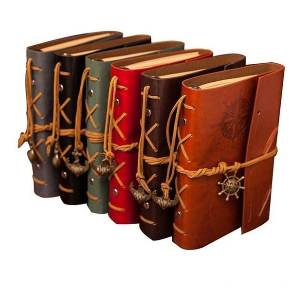 

2019 spiral notebook diary notepad vintage pirate anchors pu leather note book replaceable stationery gift traveler journal dhl, Purple;pink