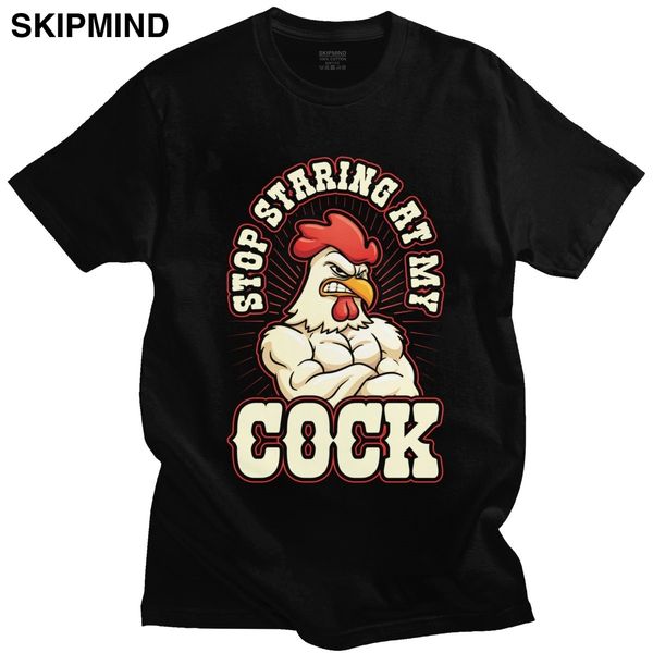 

humor sstaring at my cock tshirt men pure cotton graphic t-shirt short sleeves funny chicken gym tee shirt clothing merch