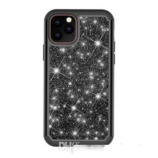 

2019 two-in-one solid color glitter style mobile phone case for iphone 6.5/5.8/6.1 anti-fall tpu protective shell ing