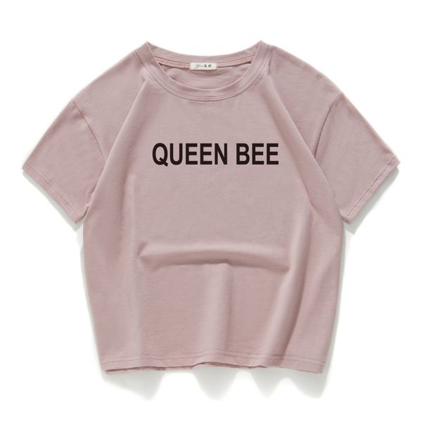 

2018 new summer 100% cotton women t-shirt queen bee printed crop tees for ladies hip hop t-shirt female size