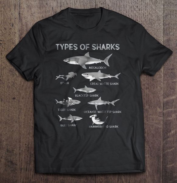

men funny t shirt fashion tshirt types of sharks megalodon diver great white shark blacktip shark women t-shirt