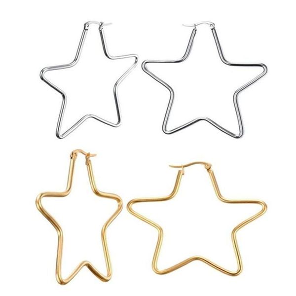 

hoop & huggie fashion gold/rose gold/black stainless steel star square circle shaped earrings for women dropshiping, Golden;silver
