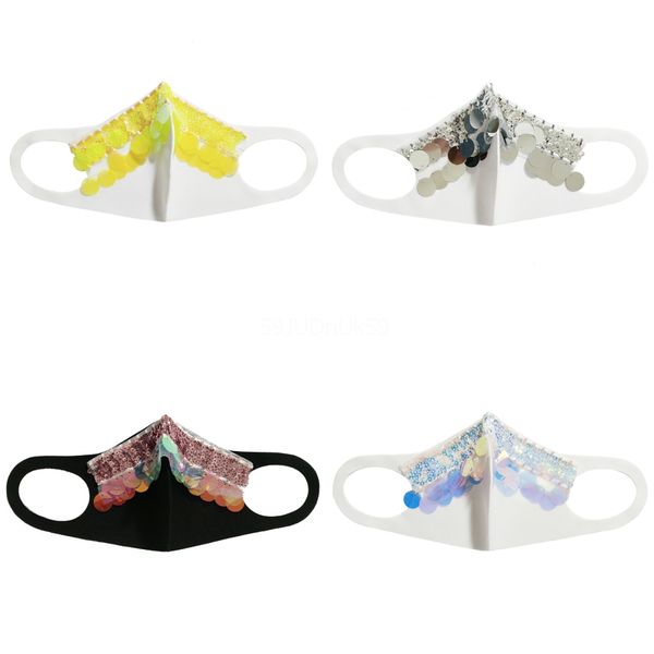 

sipping fasion bling bling sequin mask spring summer outdoor suncreen anti-dust breatable wasable mask#824, Black