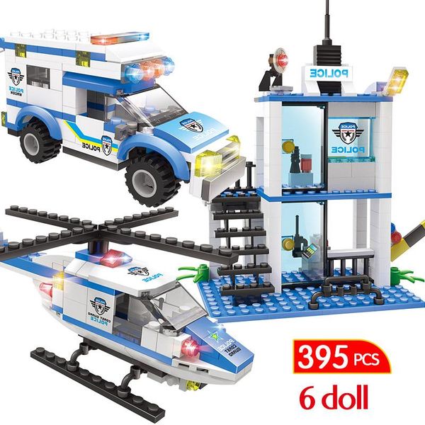 

395pcs military police helicopter car model building blocks compatible city swat police station figures kids toys qylinl mywjqq