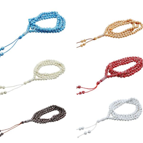 

6 colors muslim middle east bracelets tassel pendant 99 prayer beads chain islamic rosary, Black