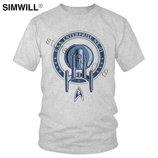 

vintage uss ship enterprise t shirt men unique short sleeve 100% cotton tshirts o-neck movie merch t-shirt retro summer tee
