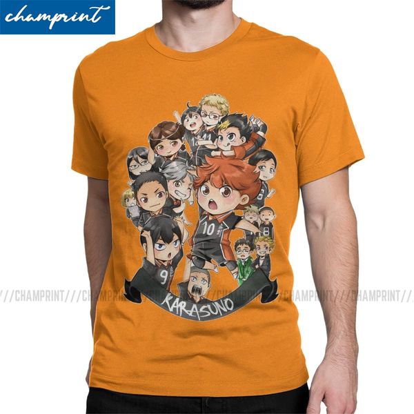 

team karasuno t-shirt men haikyuu anime bokuto volleyball manga humorous cotton tees crew neck t shirts party clothes