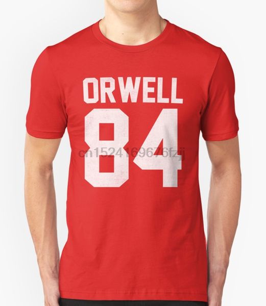 

printed men t shirt cotton tshirts o-neck short-sleeve orwell 84 jersey - white women t-shirt