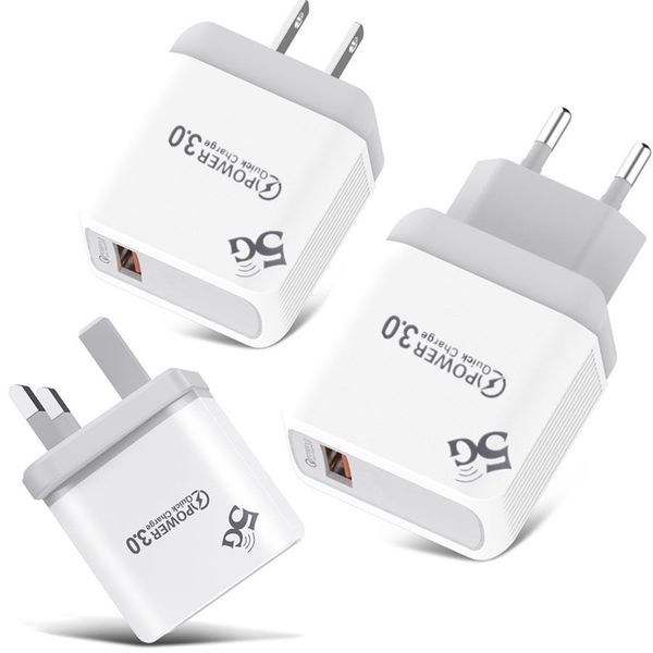 

quick charger qc3.0 5v 3a fast charging eu us uk wall charger plug for iphone 7 8 x samsung huawei android phone